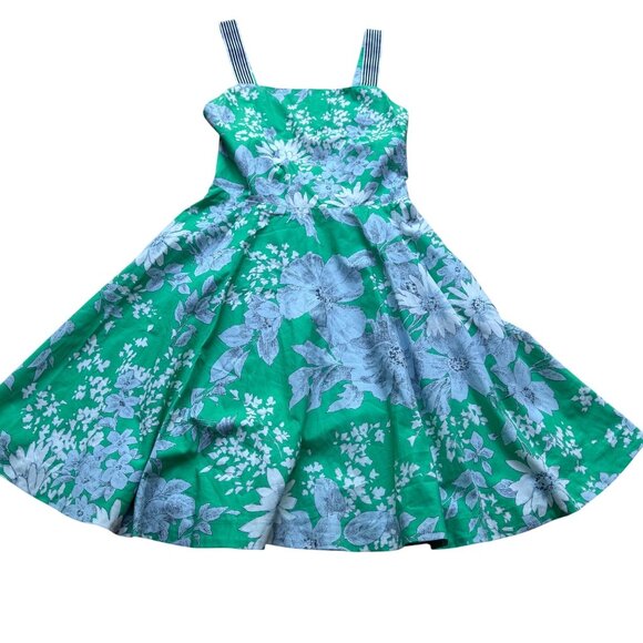Tuckernuck Dresses & Skirts - Tuckernuck Size XS Green Floral Low Back Pinafore Fit and Flare Mini Sundress